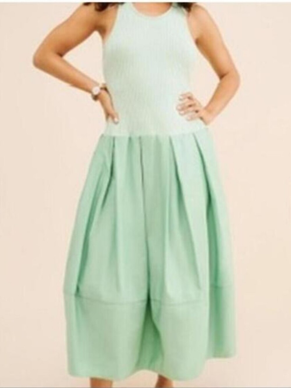 Free People Drops Of Venus Ribbed Bodice Pleated Midi Dress | XS Summer Festival